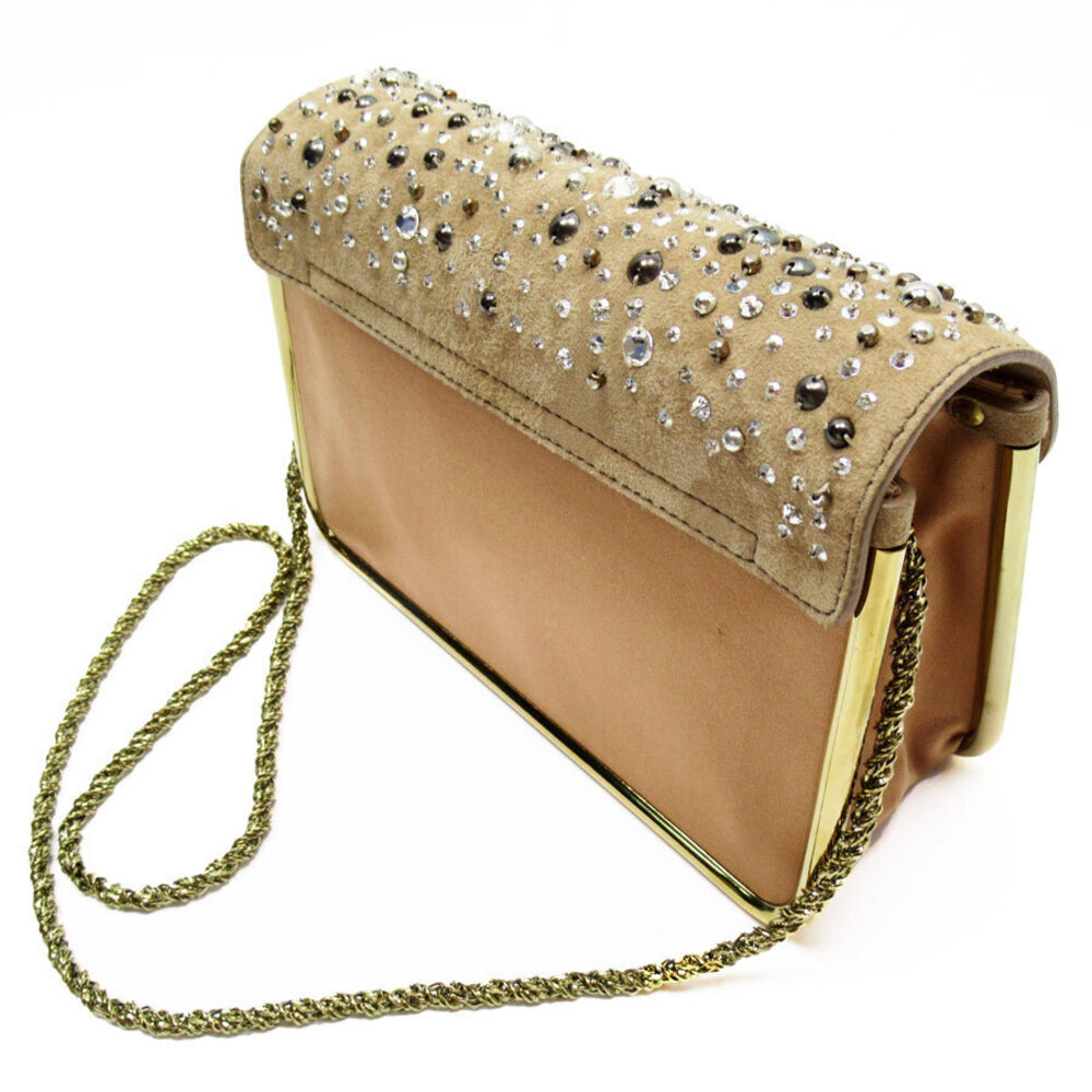 Chloe beige bag studs crossbody suede satin shoulder brown Tan Brown